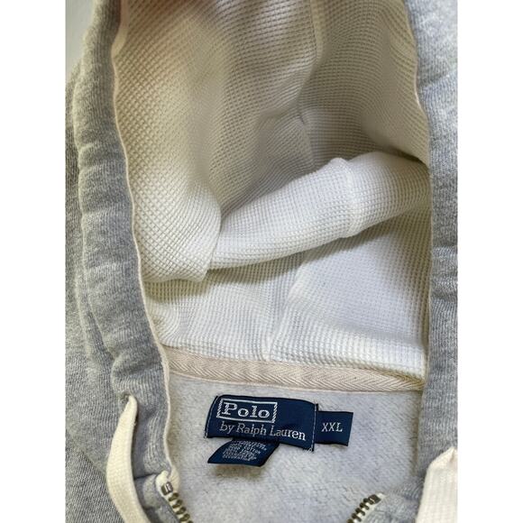POLO RALPH LAUREN Vintage Grey Full Zip Men’s Thermal Lined Hoodie Sweater XXL - Picture 13 of 16